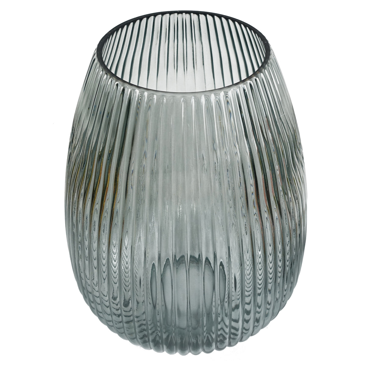 30cm Smoke Grey Ridged Glass Vase – image 3
