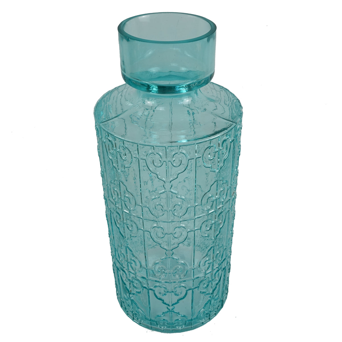40cm Tall Turquoise Glass Vase – image 4