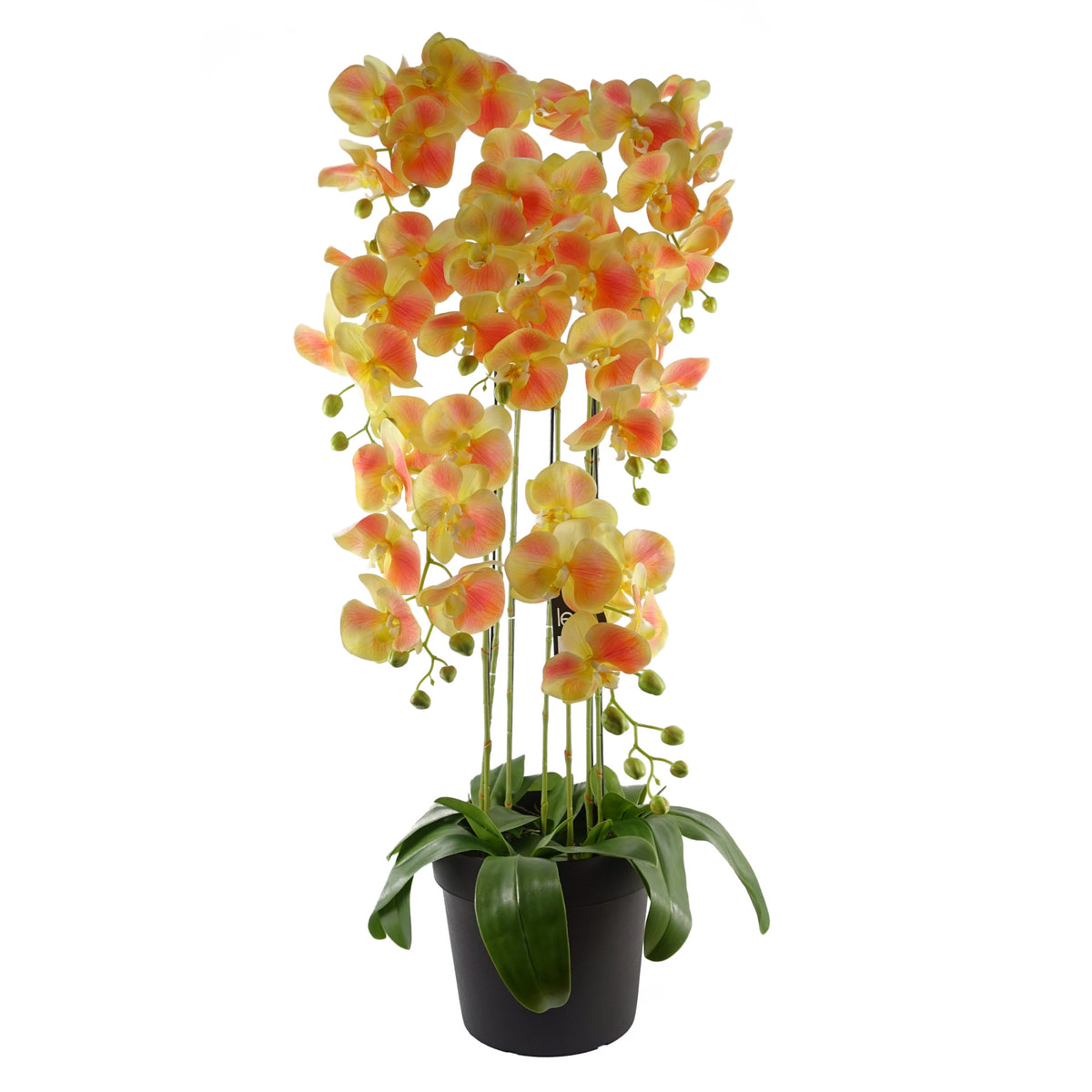 110cm Large Yellow Peach Orchid Plant - Artificial - 41 REAL TOUCH flowers