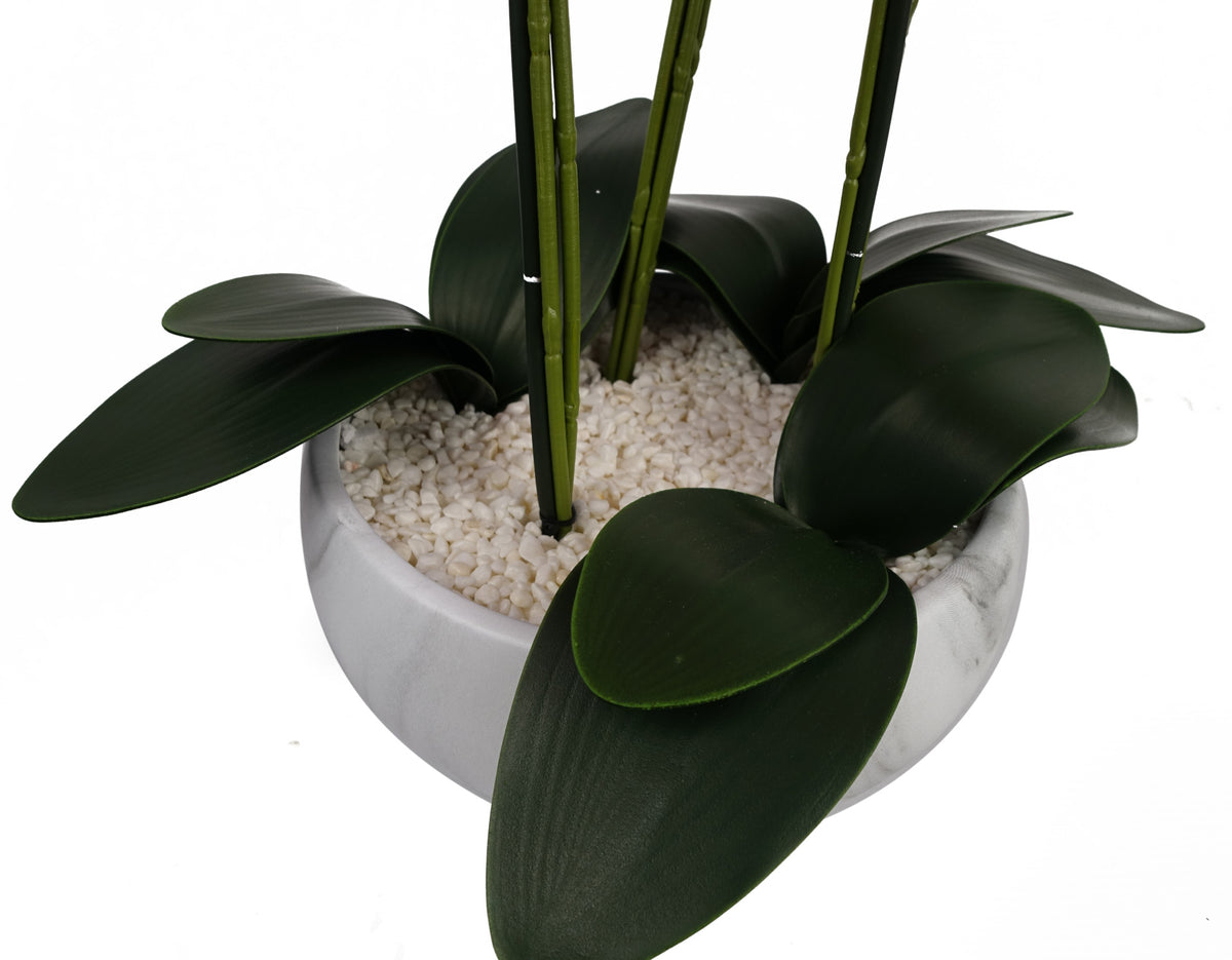 60cm Orchid Artificial White - Marble Effect Ceramic Planter – image 5
