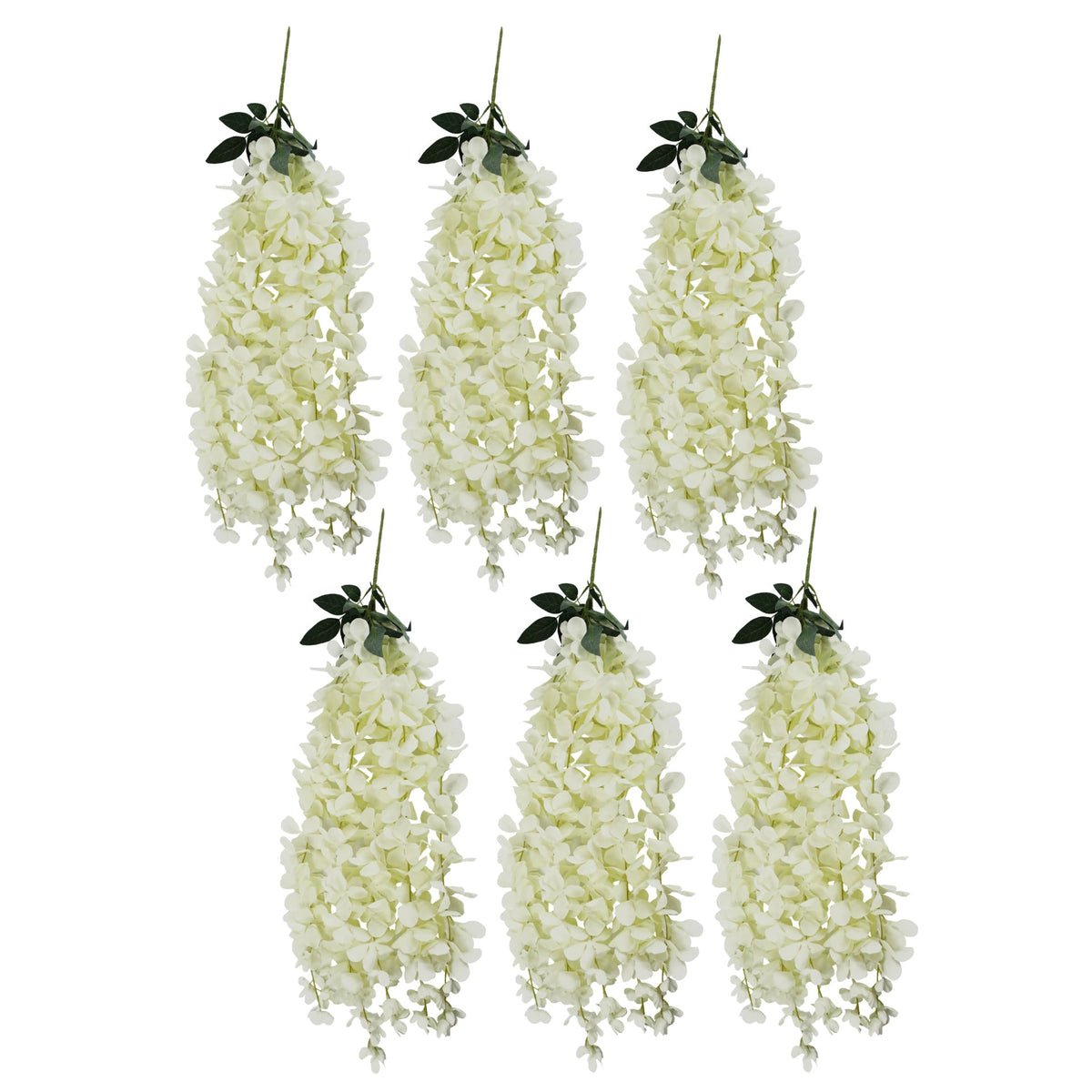 80cm Hanging Wisteria Artificial Faux Silk Flowers in White – image 2