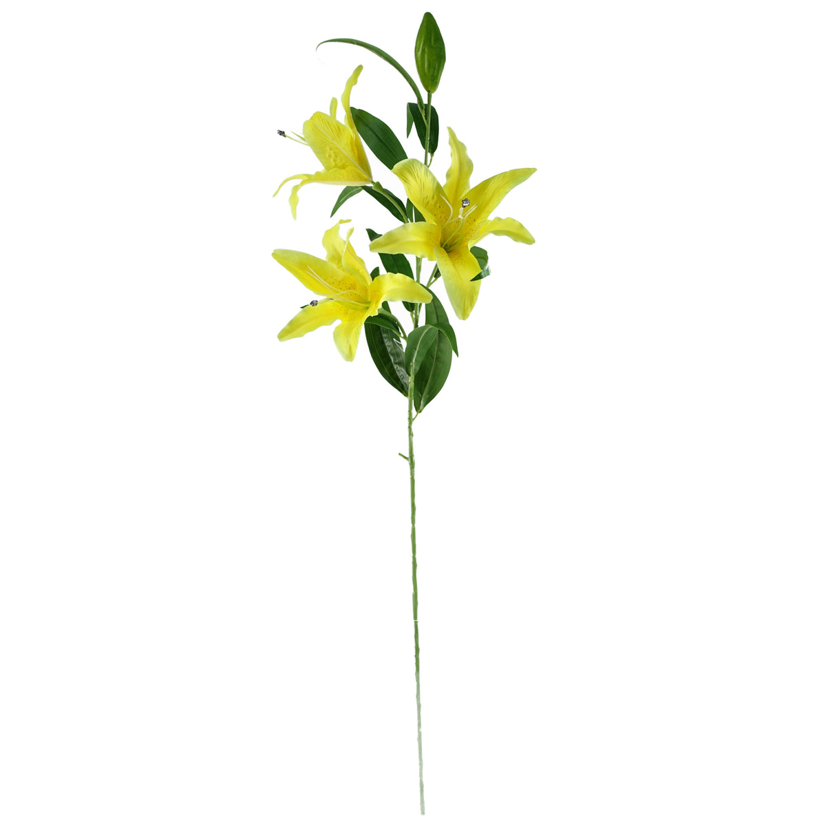 100cm Artificial Yellow Lily and Fern Display Glass Vase – image 2