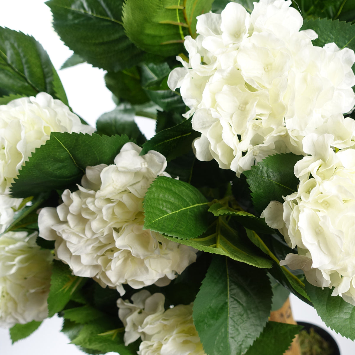 75cm Artificial White Bush Hydrangea Plant Potted – image 2