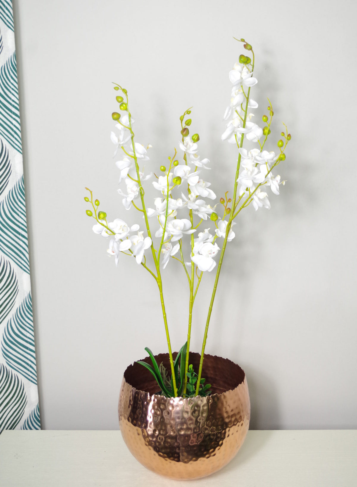 60cm Artificial Luxury Orchid - Triple Stem - White Realistic Plant – image 3