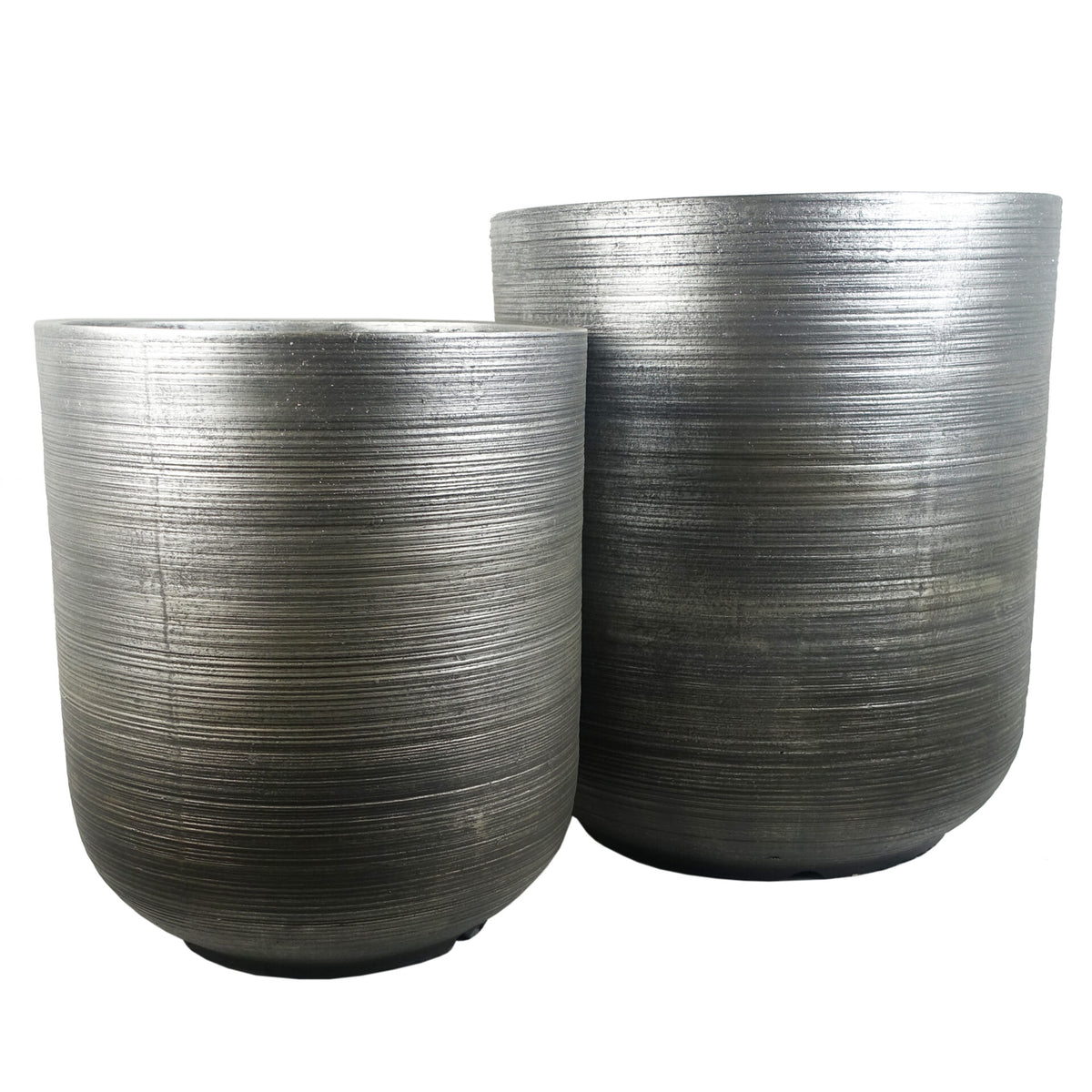 47cm x 41cm Coya Silver Ridged Planter Extra Large Composite Plant Pot – image 5