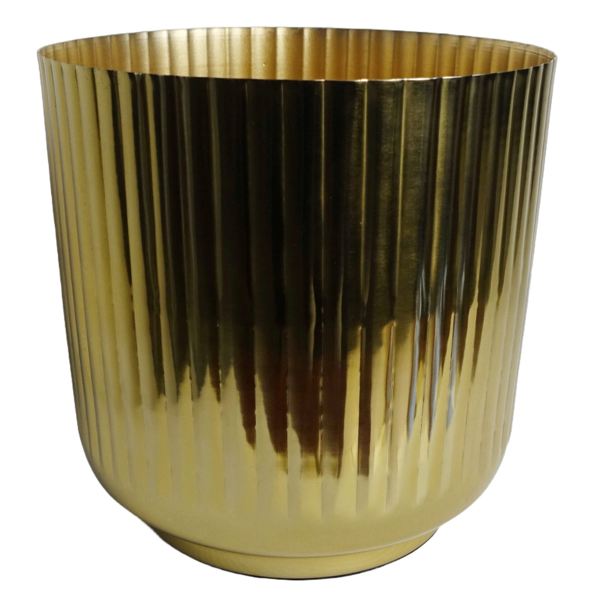 20cm Gold Fluted Metal Planter by Leaf – image 4