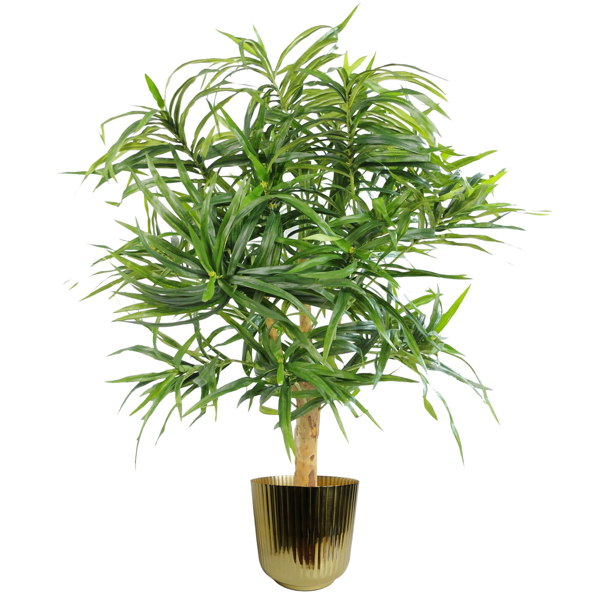 20cm Gold Fluted Metal Planter by Leaf – image 3