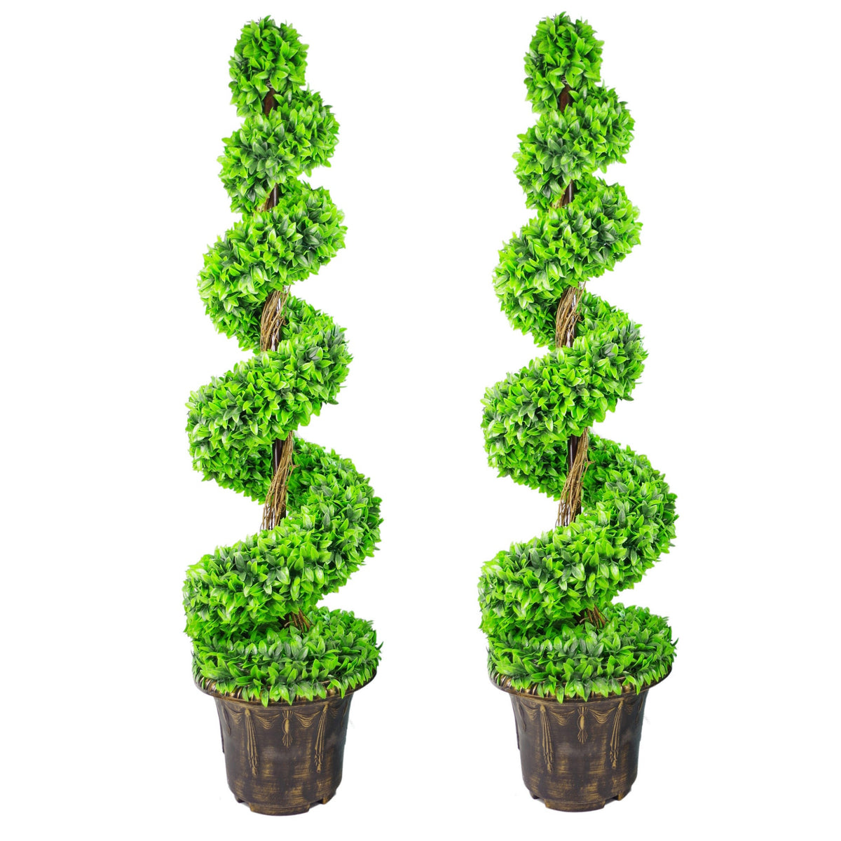Artificial Green Large Leaf Spiral with Decorative Planter – image 10