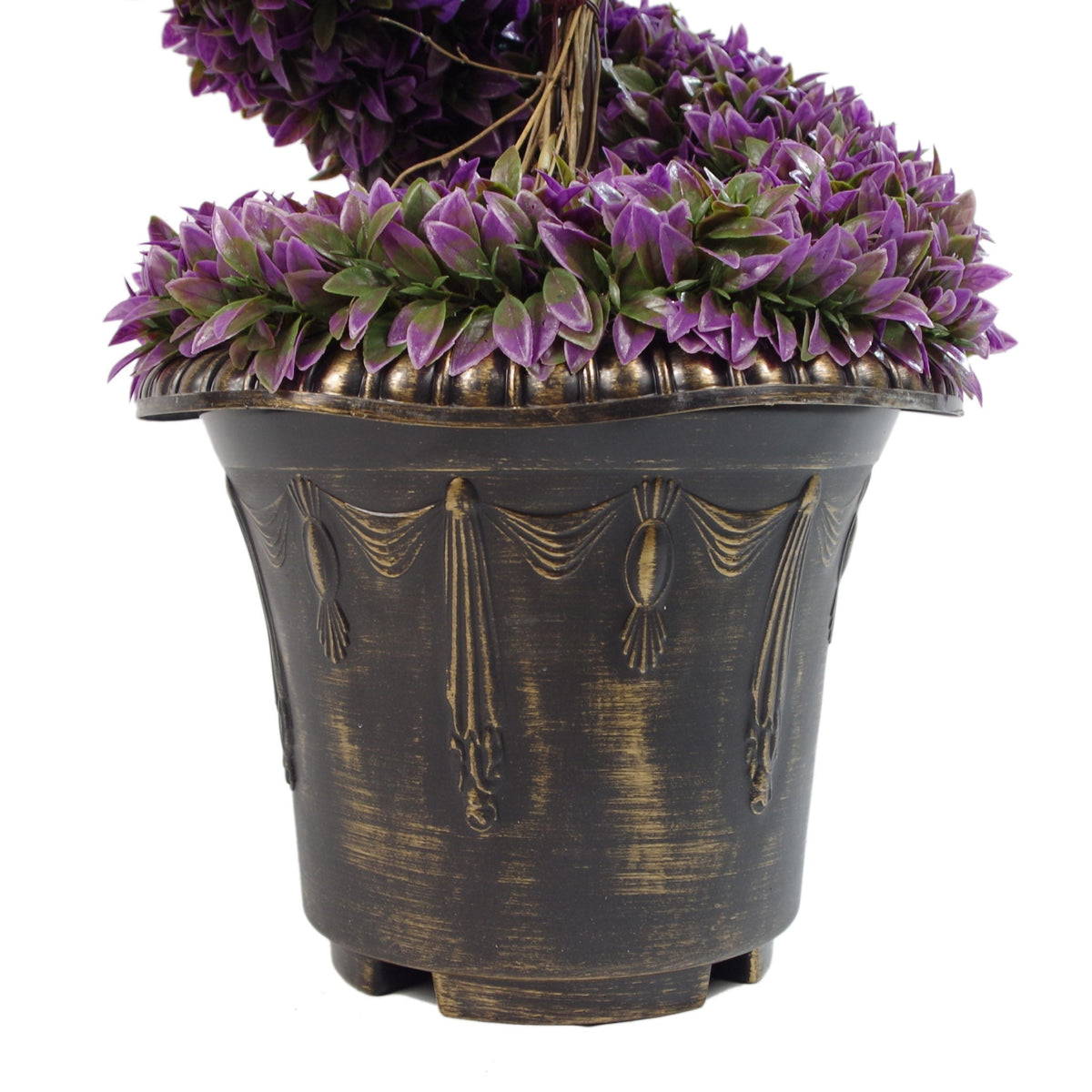 Artificial Green Large Leaf Spiral with Decorative Planter – image 17