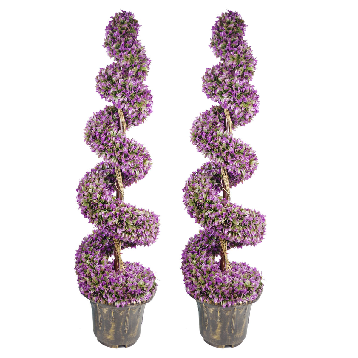 Artificial Purple Large Leaf Spiral with Decorative Planter – image 4