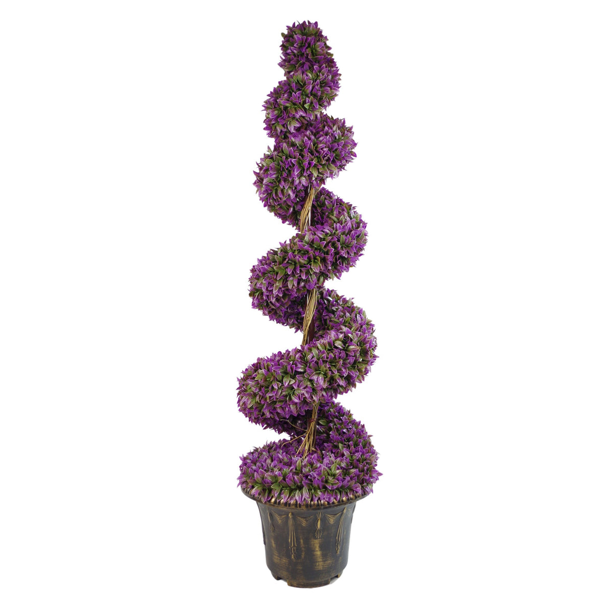Artificial Purple Large Leaf Spiral with Decorative Planter – image 7