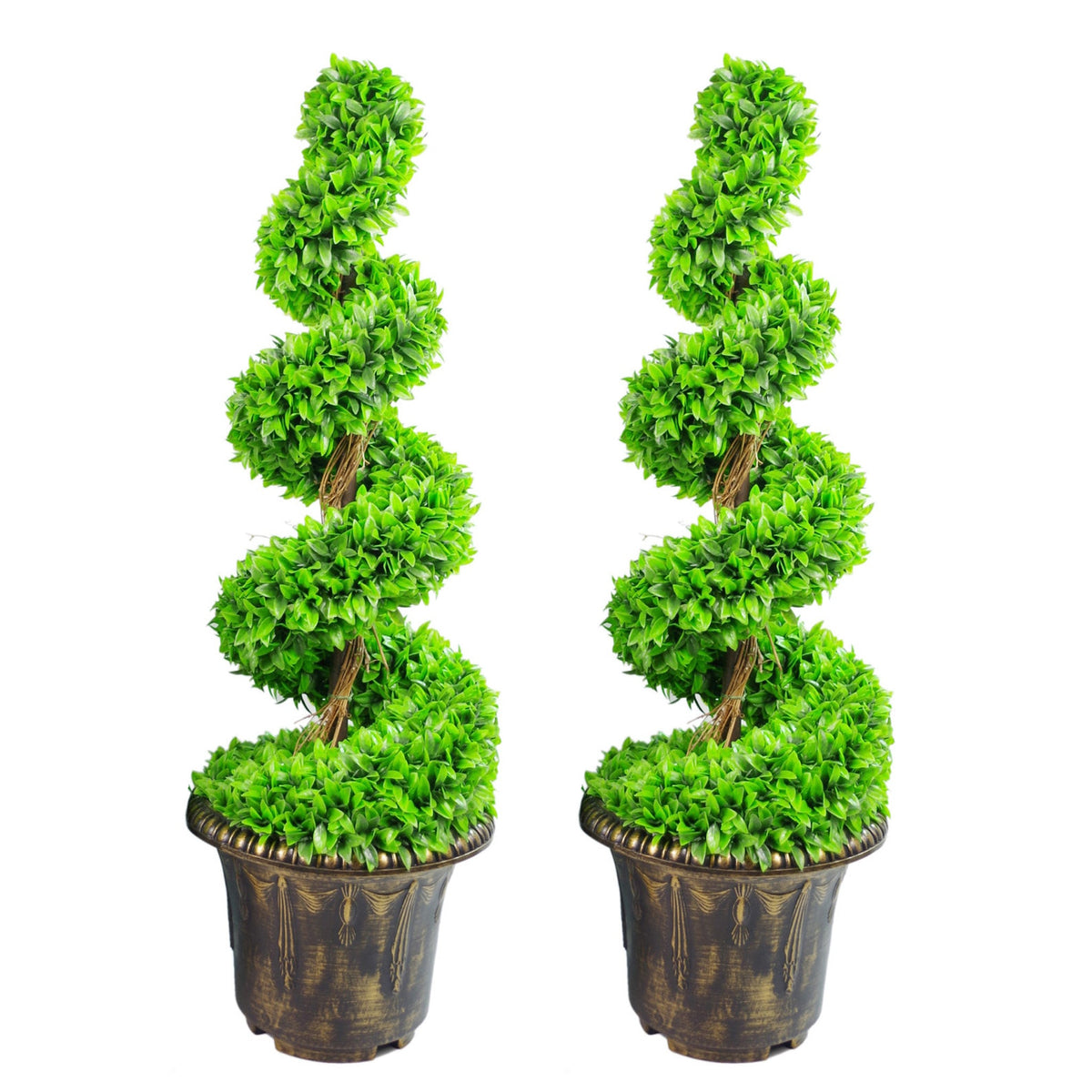 Artificial Green Large Leaf Spiral with Decorative Planter – image 4