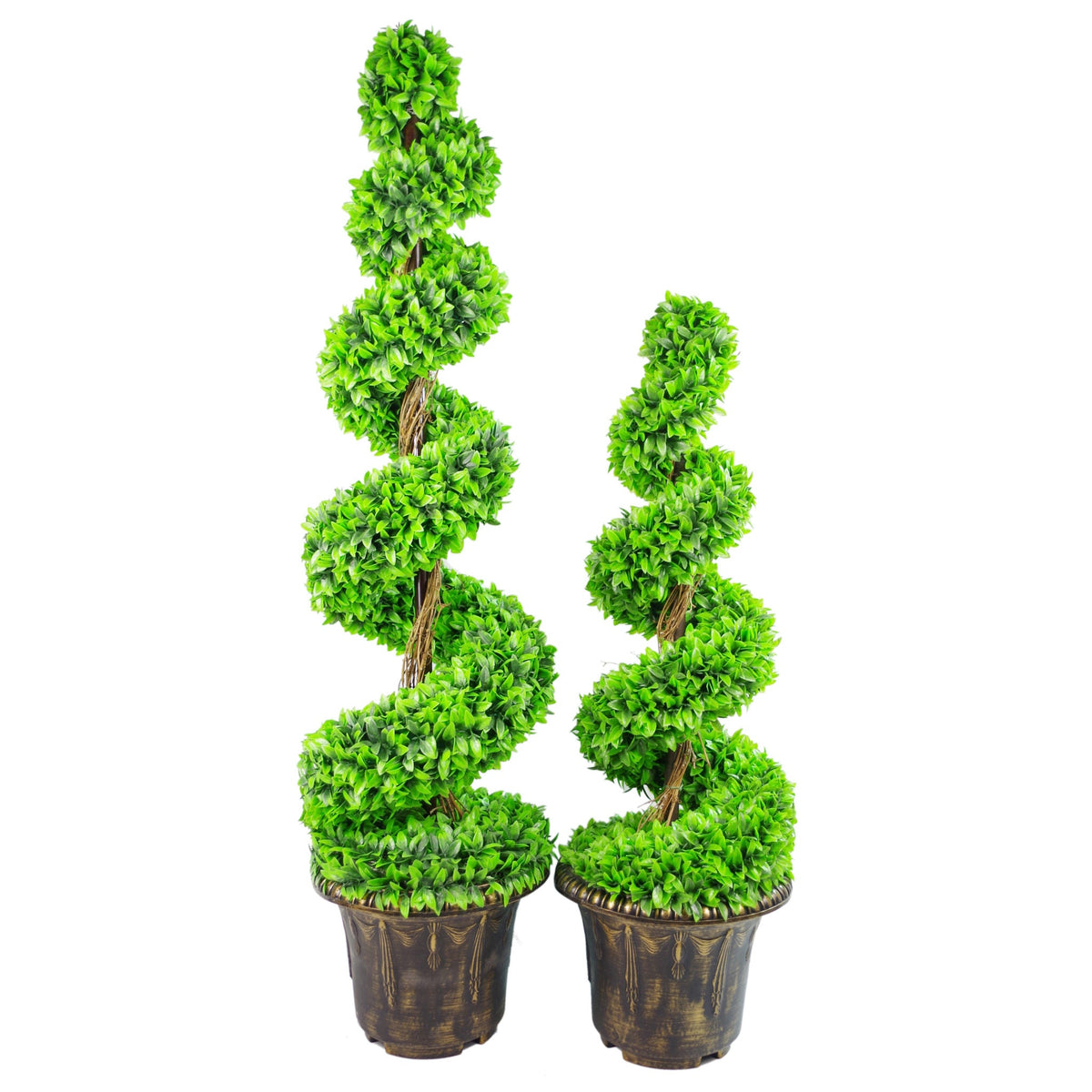 Artificial Green Large Leaf Spiral with Decorative Planter – image 12