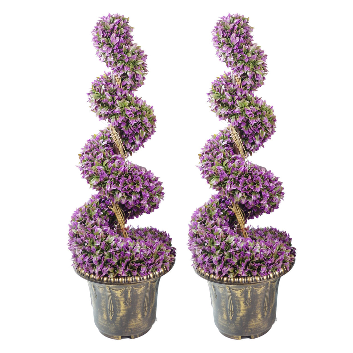 Artificial Purple Large Leaf Spiral with Decorative Planter – image 19