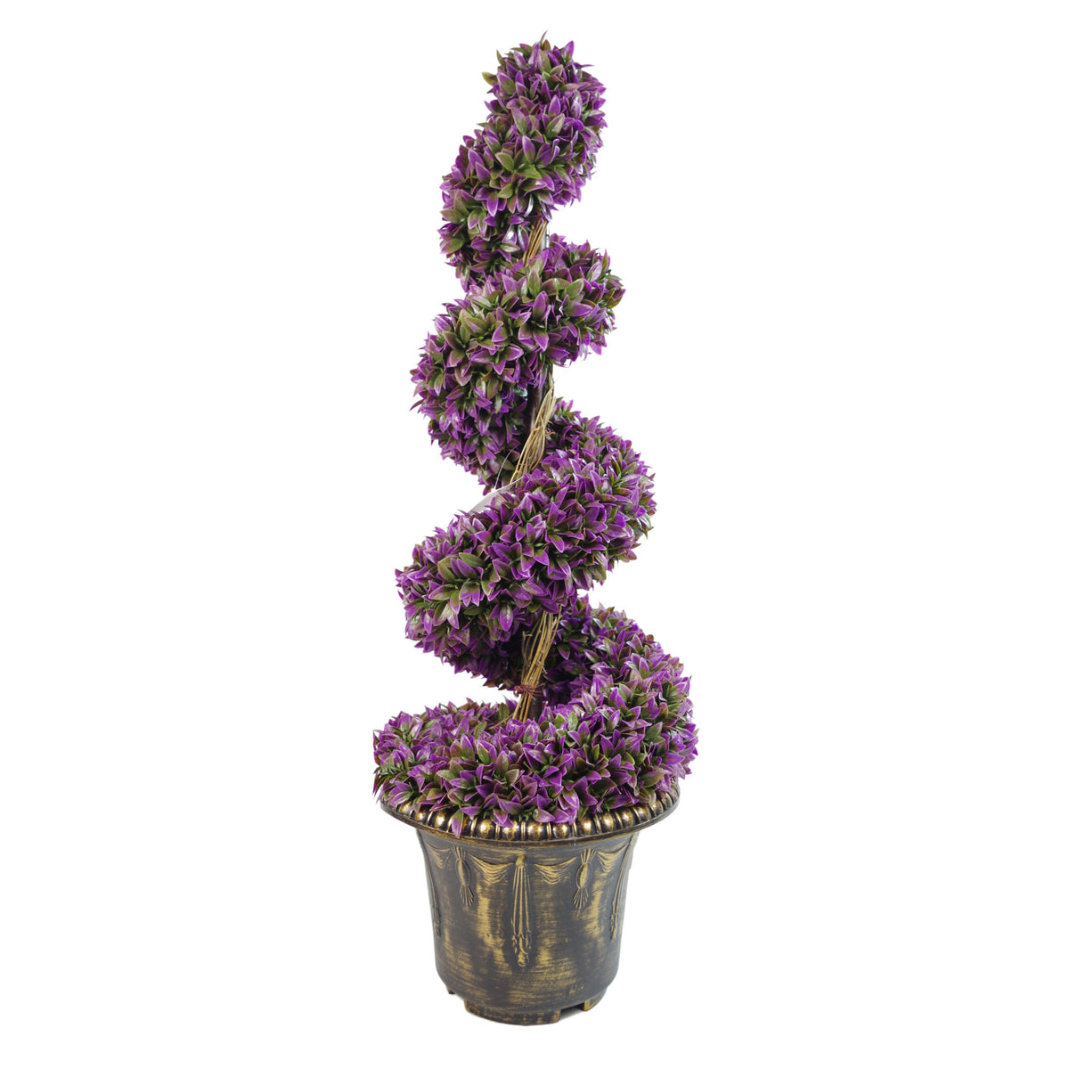 Artificial Purple Large Leaf Spiral with Decorative Planter – image 3