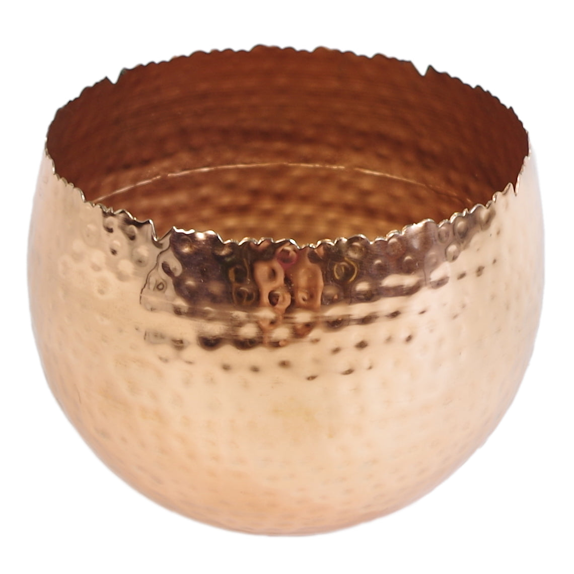 Large Metal Display Bowl Hammered Finish - Curved Edge – image 3