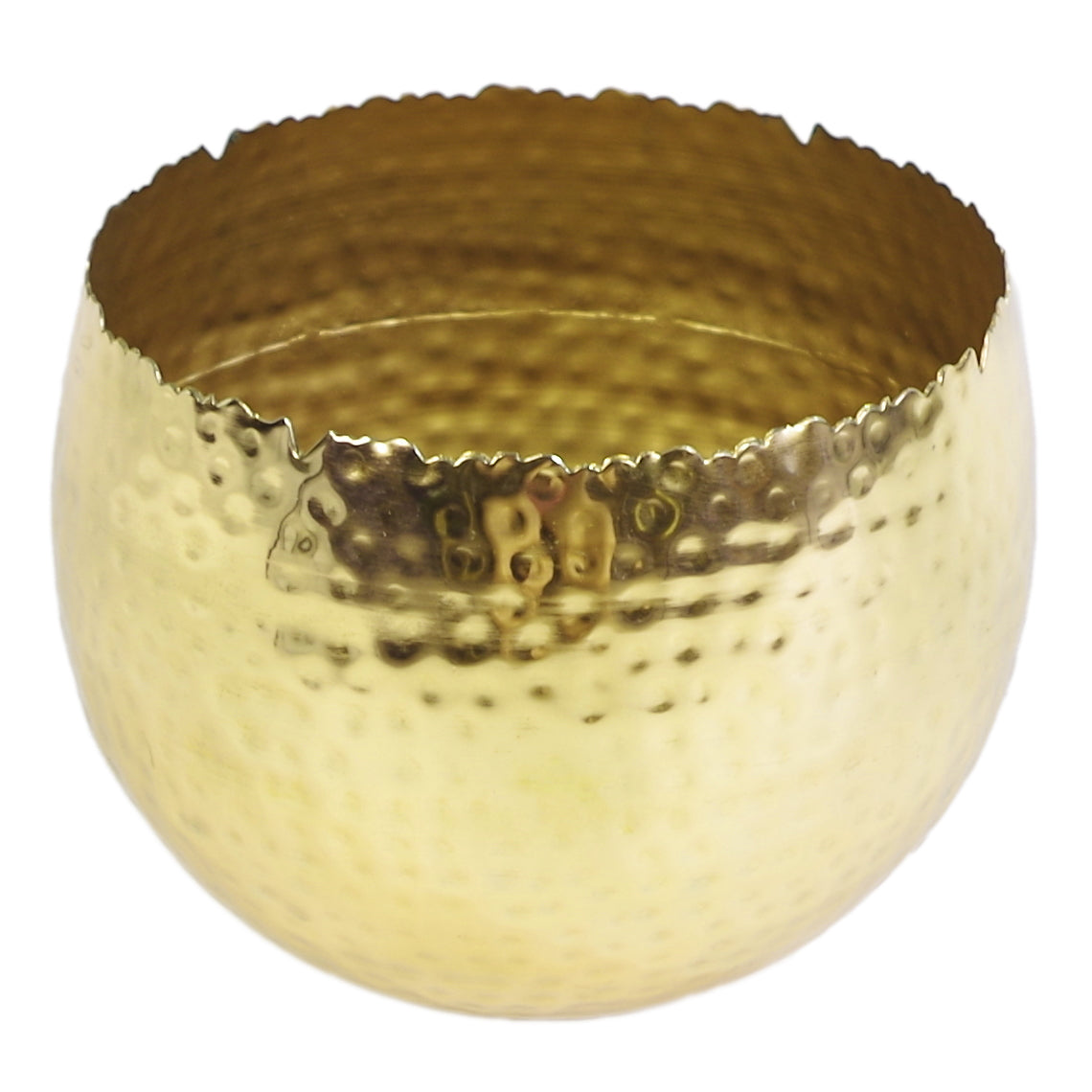 Large Metal Display Bowl Hammered Finish - Curved Edge – image 5