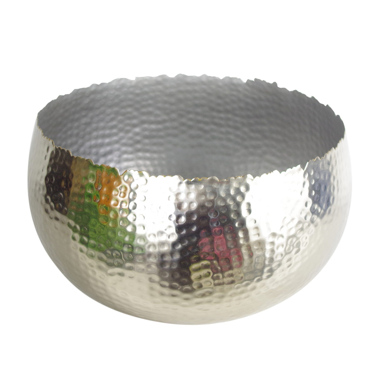 Large Metal Display Bowl Hammered Finish - Curved Edge – image 16