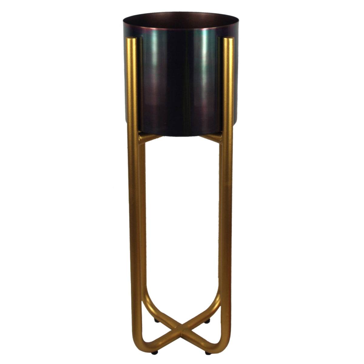 Tall Gold Planter Stand with Metal Planter 62cm x 18cm