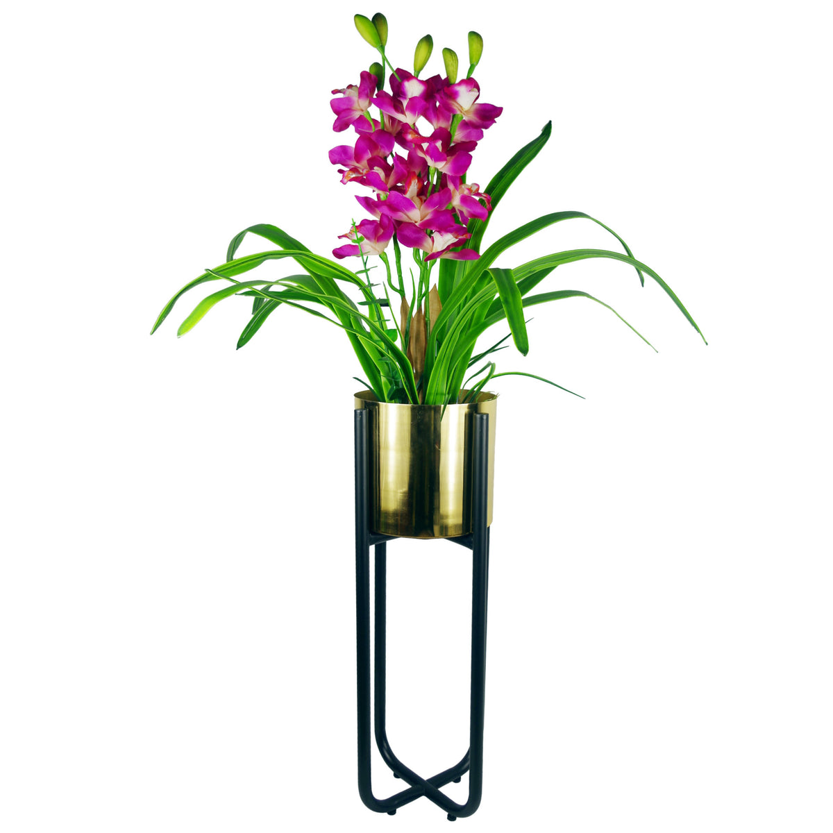 Tall Black Stand with Gold Metal Planter 62cm x 18cm – image 7