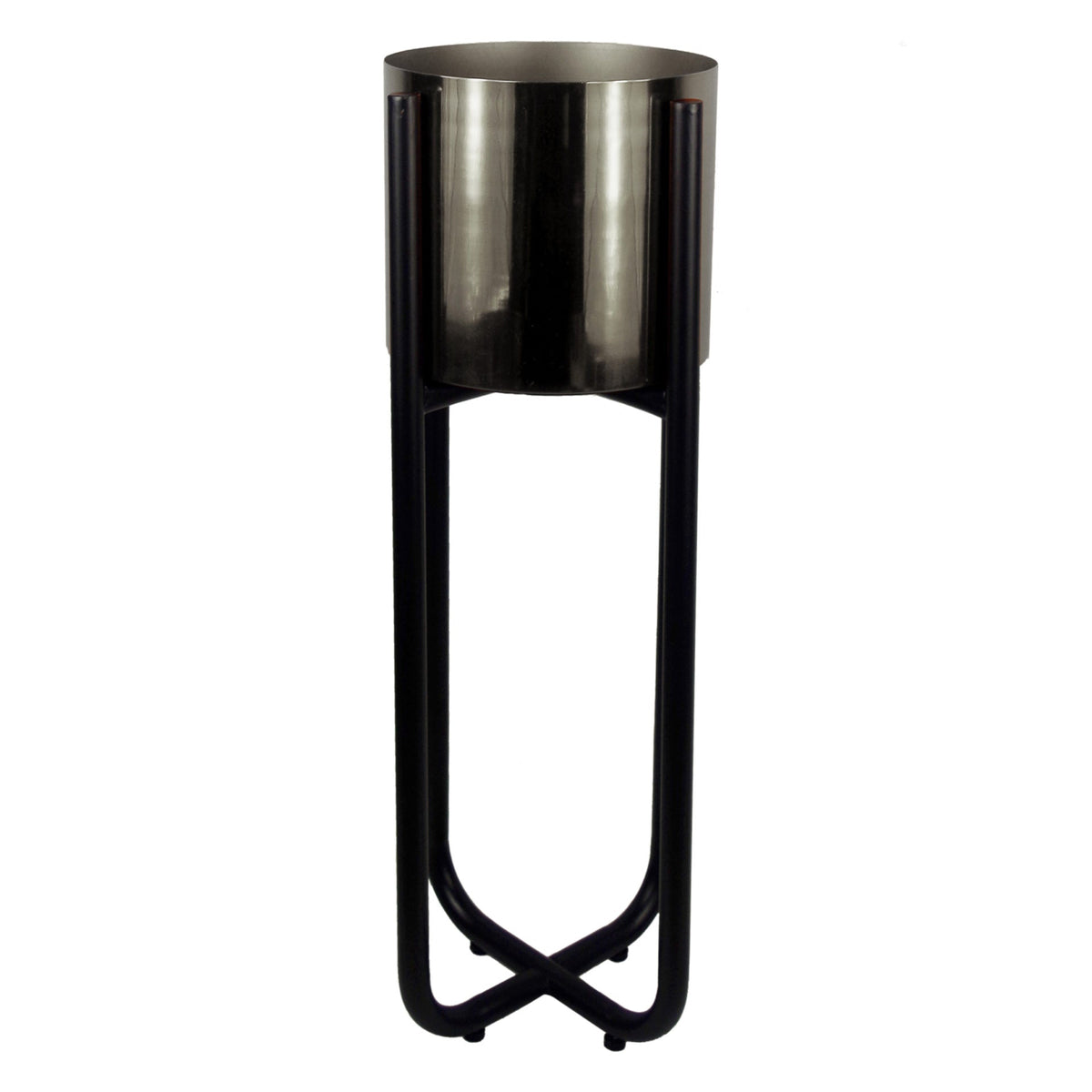 Tall Black Stand with Gold Metal Planter 62cm x 18cm – image 2
