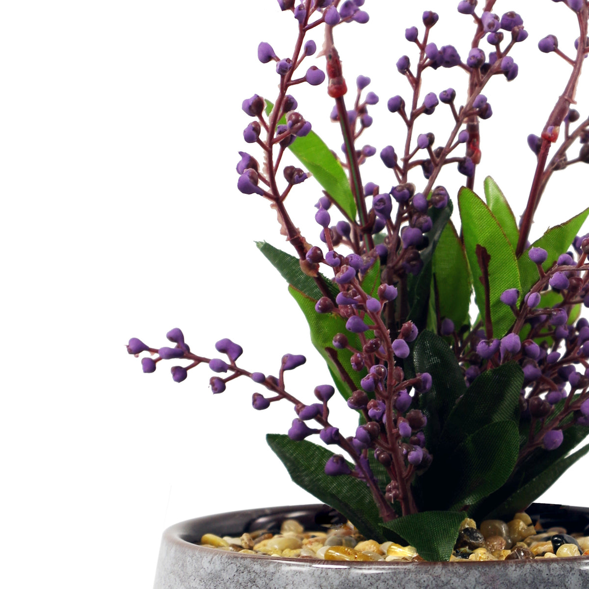 28cm Ceramic Tall Blue Planter with Artificial Purple Vitex Negundo Plant – image 2