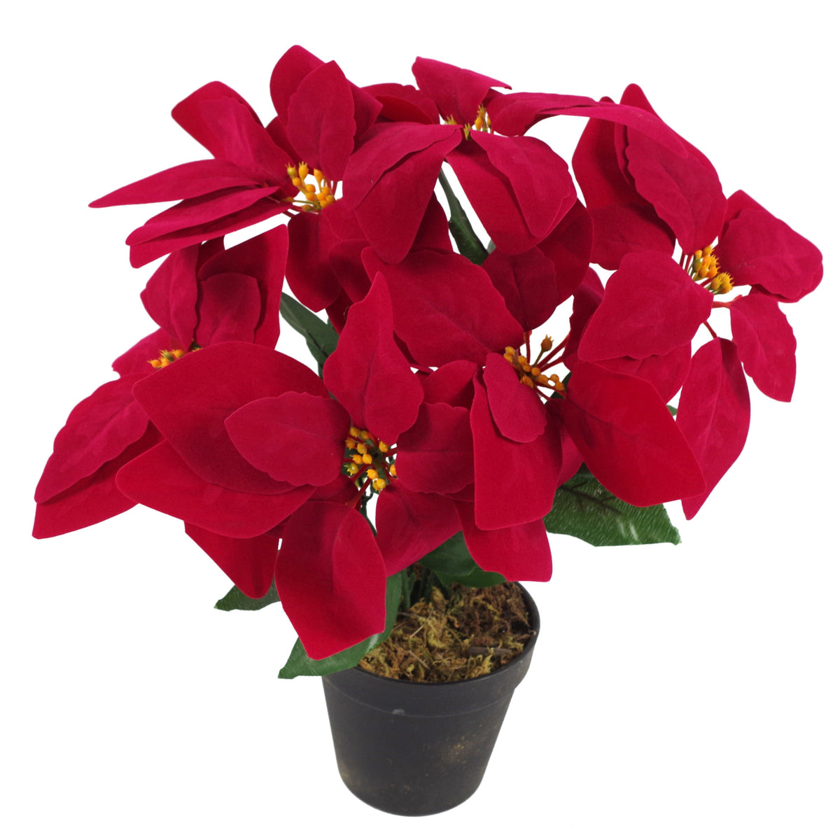 Artificial Christmas Xmas Poinsettias Table Display in Large Metal Planter – image 4