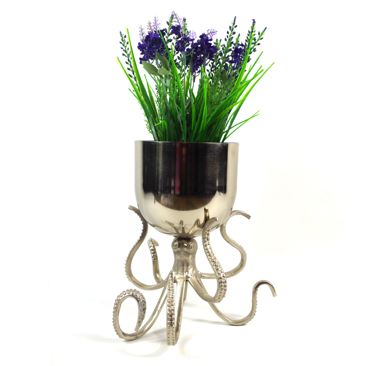 28cm Silver Metal Octopus Bowl Style Planter – image 3