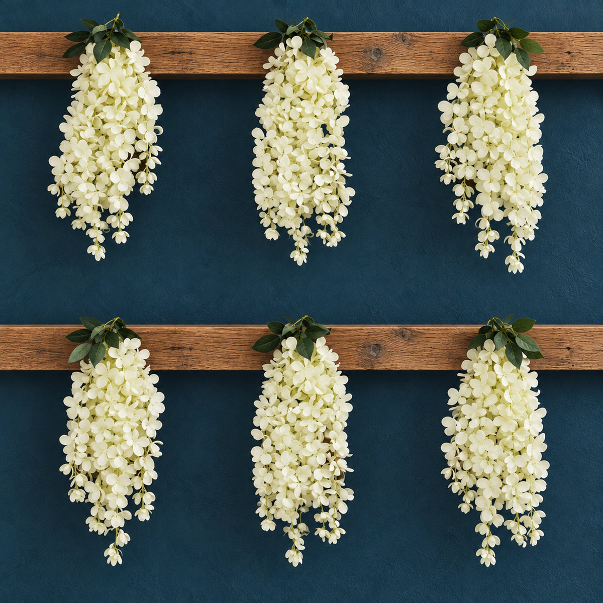 80cm Hanging Wisteria Artificial Faux Silk Flowers in White
