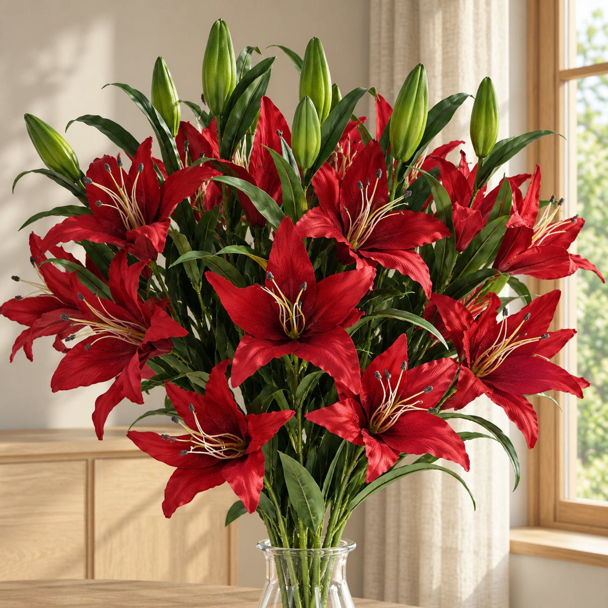 100cm Large Artificial Lily Stem with 3 Flowers