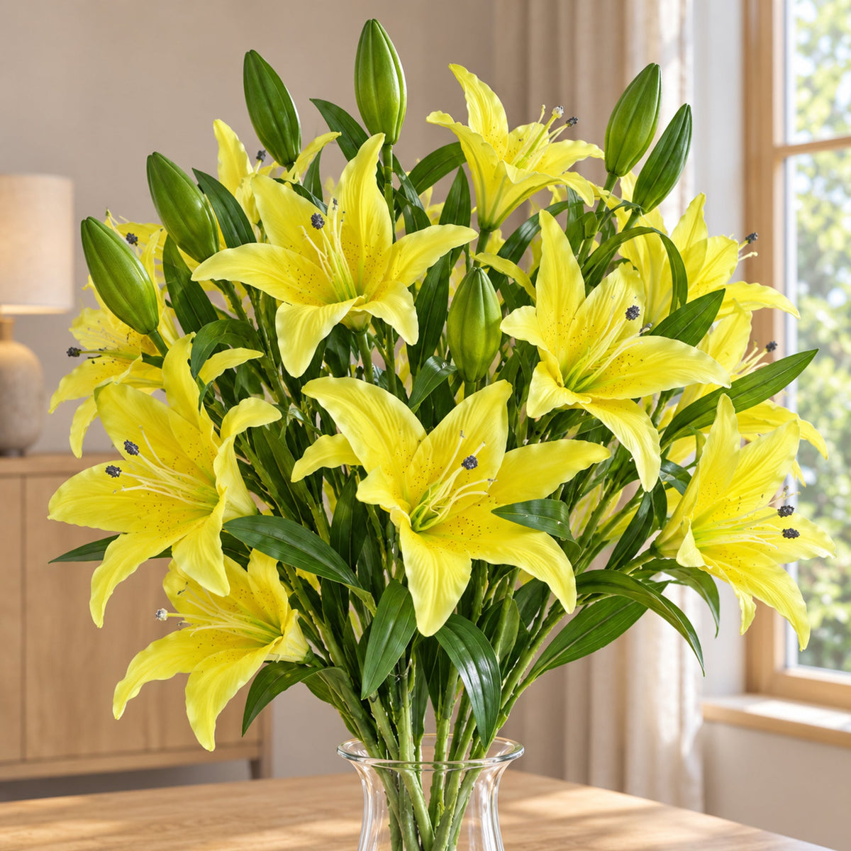 100cm Large Artificial Lily Stem with 3 Flowers