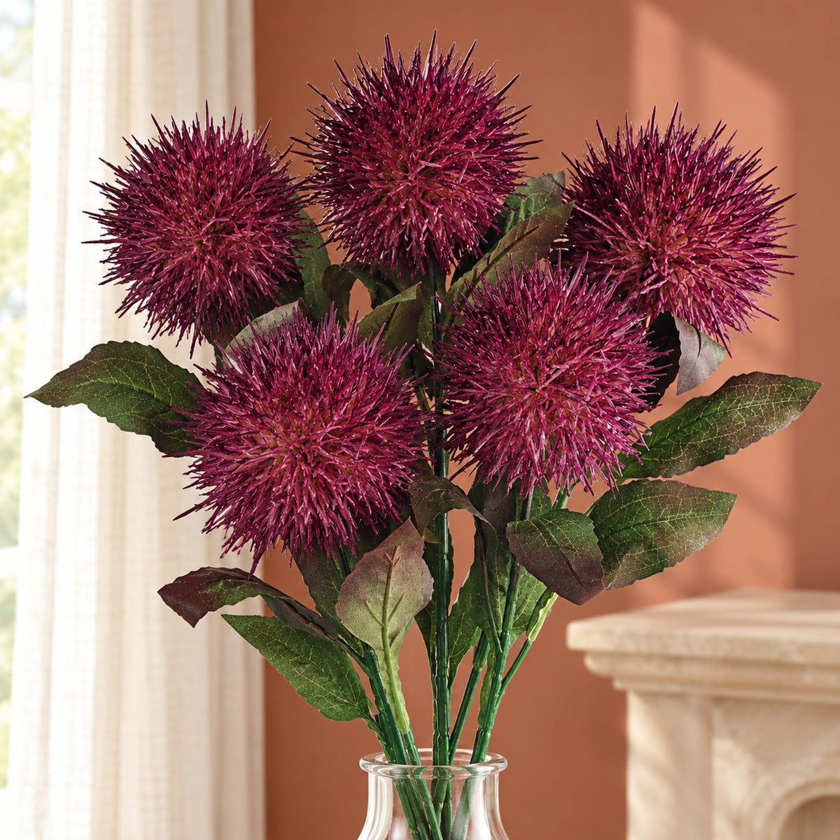 70cm Globe Thistle Faux Ball Artificial Flower Stem