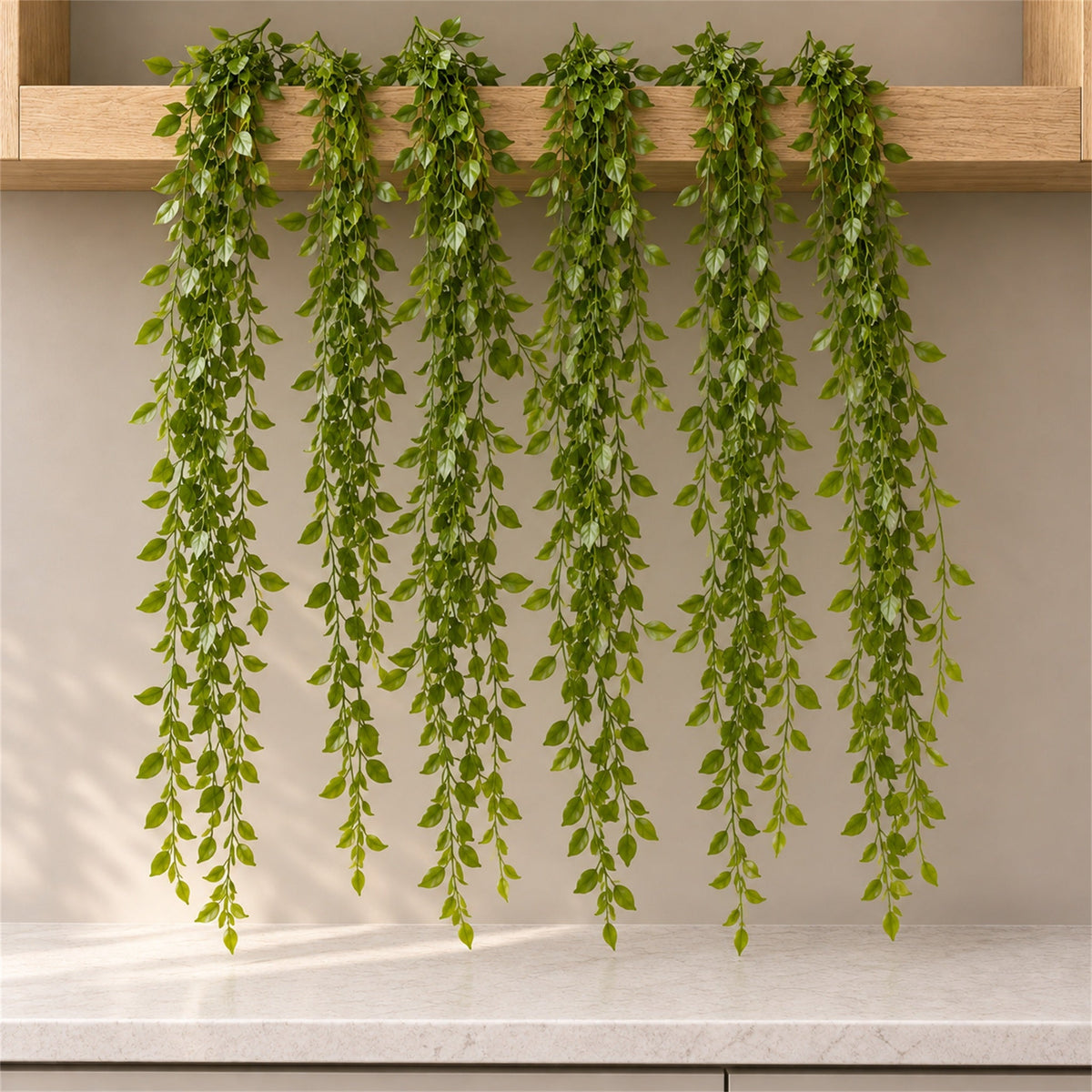 90cm Artificial Trailing Green Leaf Hanging Plant Faux Foliage Garland