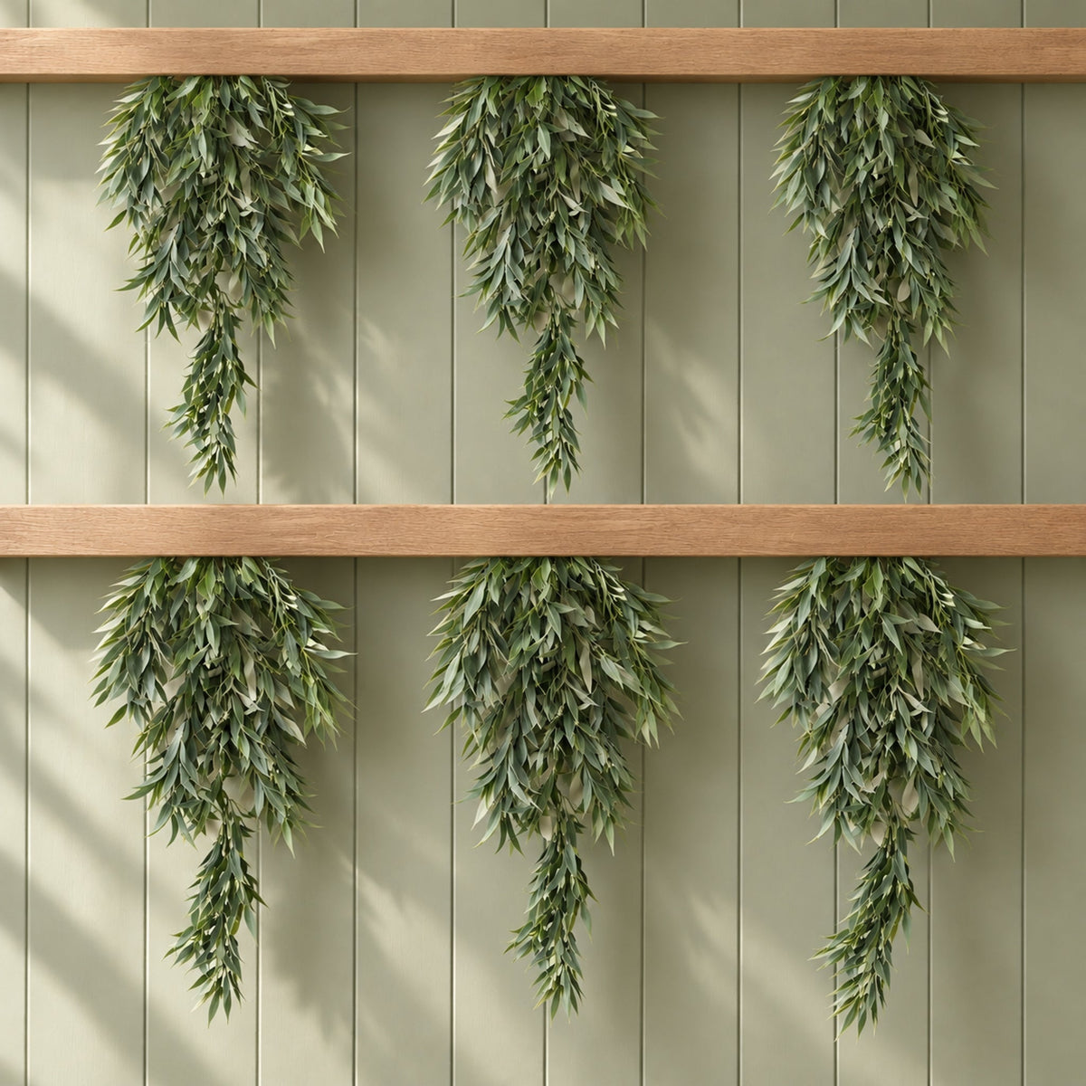 80cm Artificial Italian Ruscus Hanging Plant - Sage Green