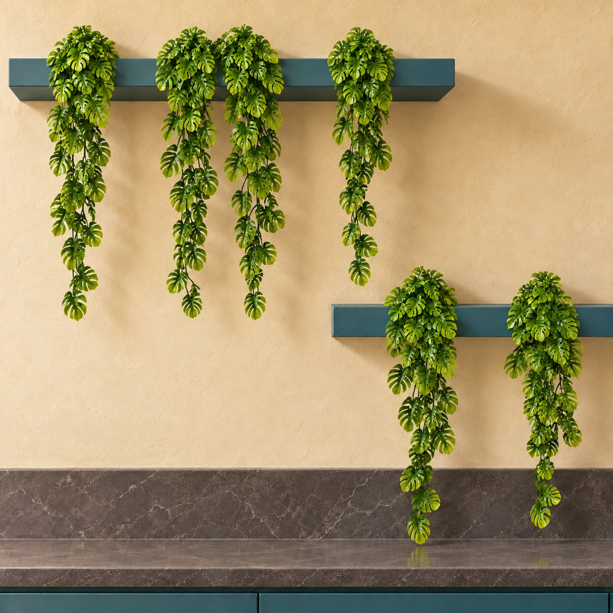 70cm Hanging Mini Artificial Monstera Leaf Plant