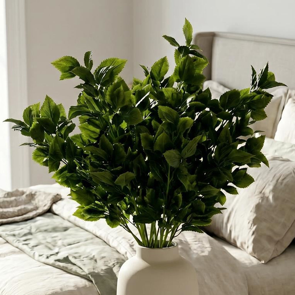 75cm Artificial Green Leaf Foliage Bush Stem