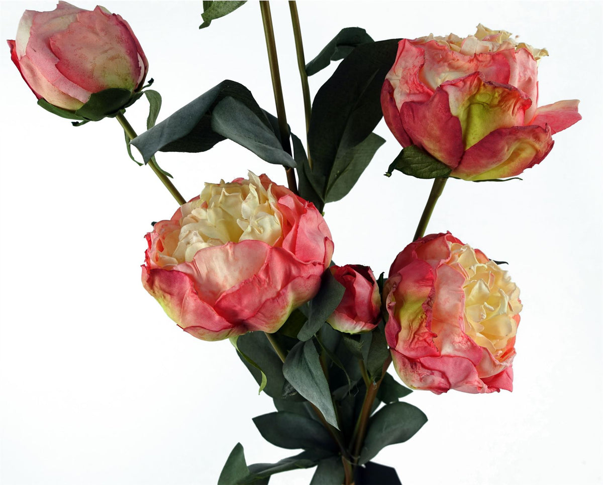 55cm Peony Artificial Flower Stems - 4 flowers 3 buds – image 19
