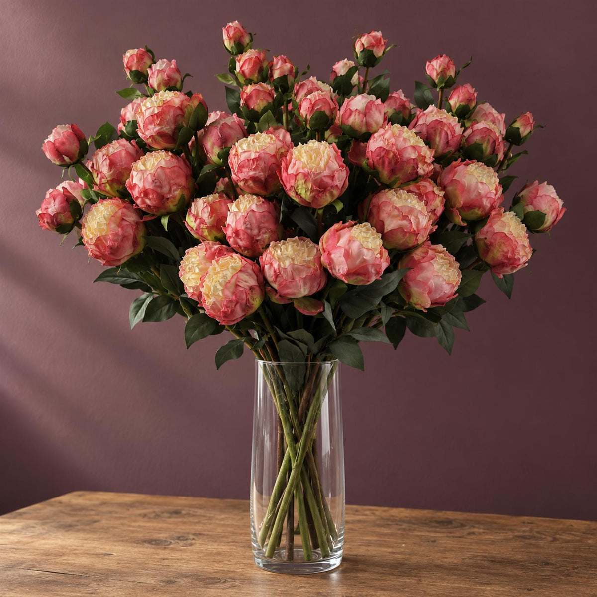 55cm Peony Artificial Flower Stems - 4 flowers 3 buds