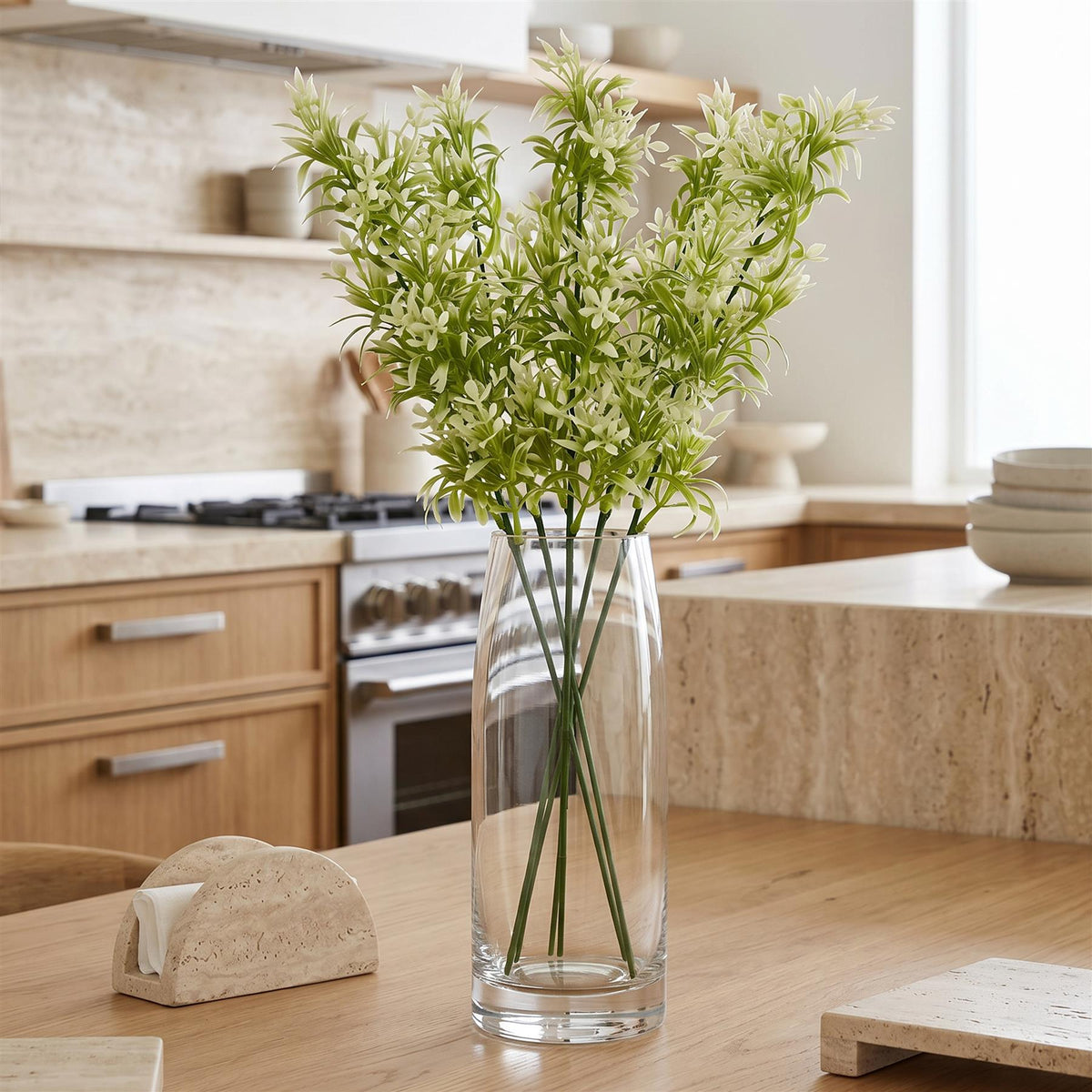 48cm Artificial White Blossom Spray Stem – image 2