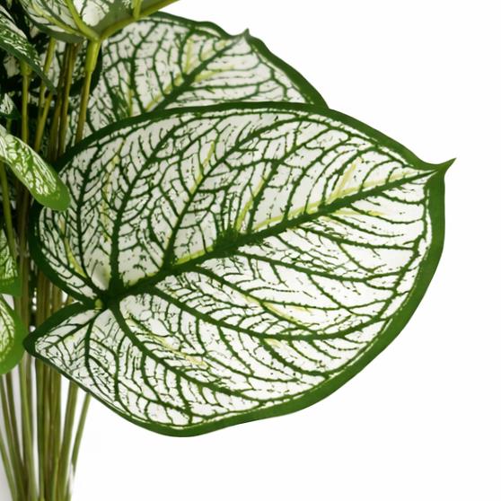 60cm Artificial Caladium Style Stem Plant Variegated Green White Faux Foliage Arrangement – image 3