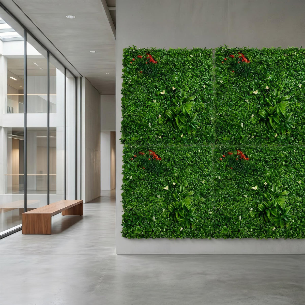 100cm Artificial Mixed Foliage Green Wall Panel with Floral Detail Faux Living Wall – image 5