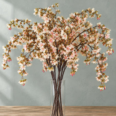 110cm Natural Pink Trailing Cherry Stem Spray Artificial