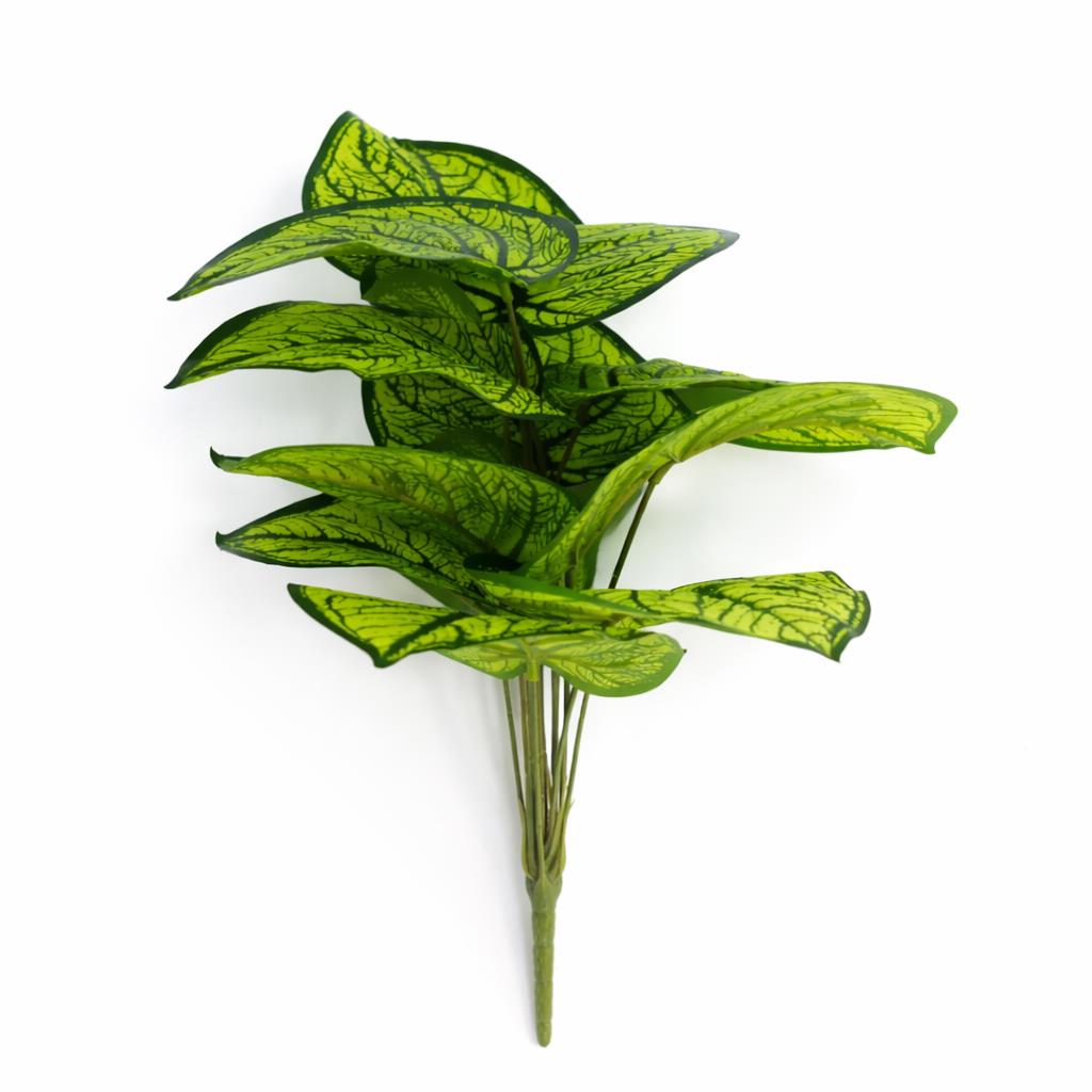 60cm Artificial Caladium Style Stem Plant Bright Green Variegated Faux Foliage Arrangement – image 2