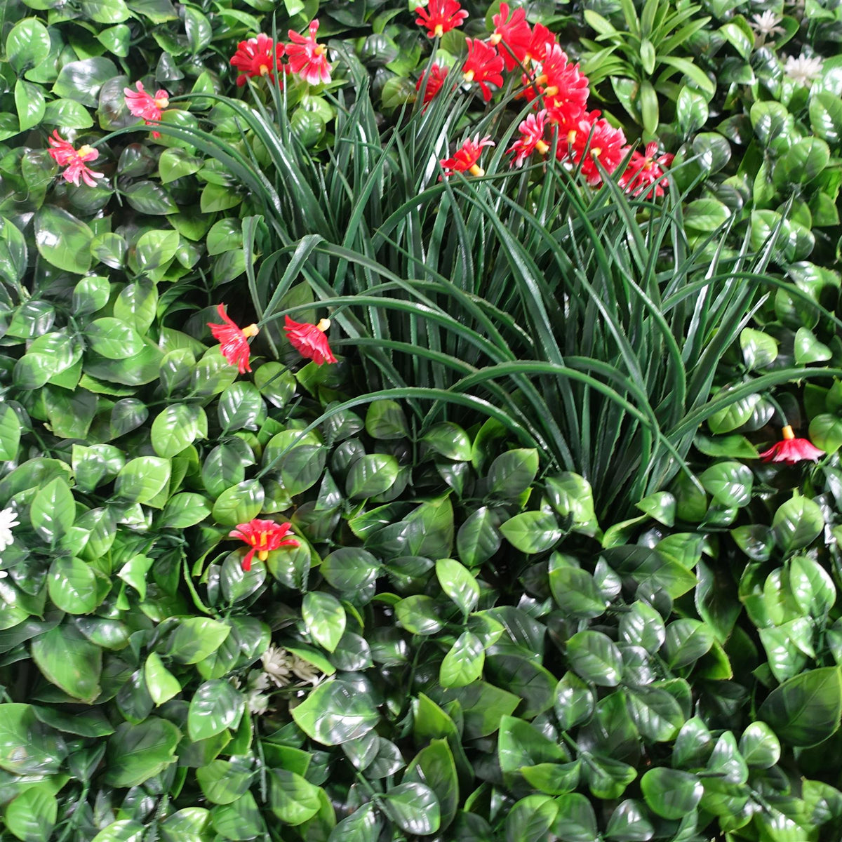 100cm Artificial Mixed Foliage Green Wall Panel with Floral Detail Faux Living Wall – image 3