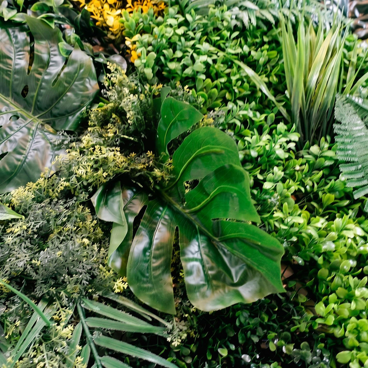 100cm Artificial Tropical Mixed Green Wall Panel with Monstera and Fern Foliage – image 5