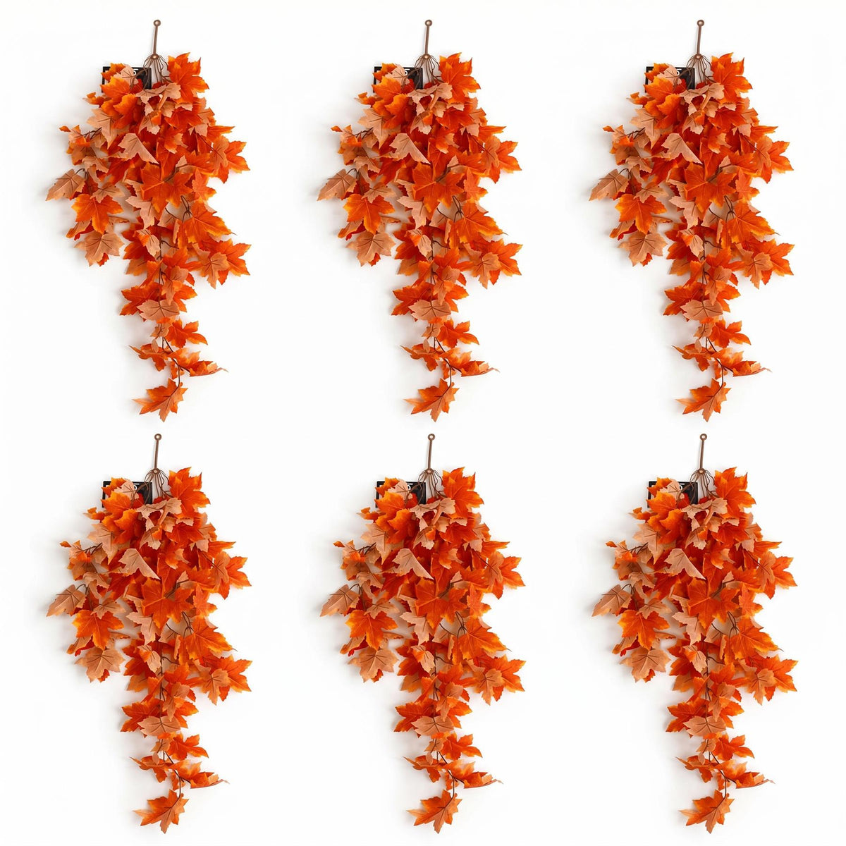 70cm Artificial Trailing Grape Ivy Plant Faux Hanging Foliage - Orange - Pack of 6