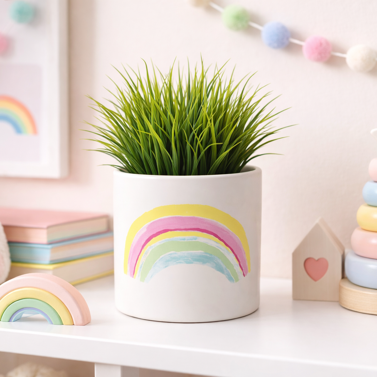 12cm Ceramic Rainbow Multicolour Ceramic Planter – image 2