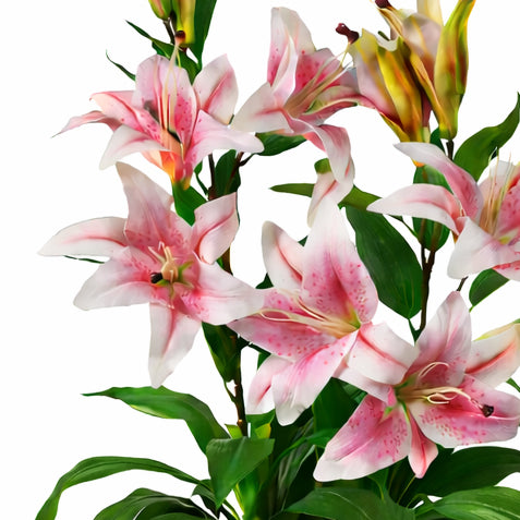 90cm (3ft) Artificial Lily Stargazer Style Lilies Plant Large Flowers White Pot – image 8