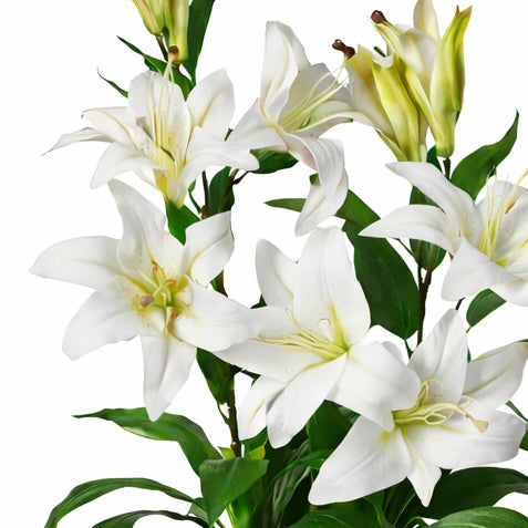 90cm (3ft) Artificial Lily Stargazer Style Lilies Plant Large Flowers White Pot – image 7