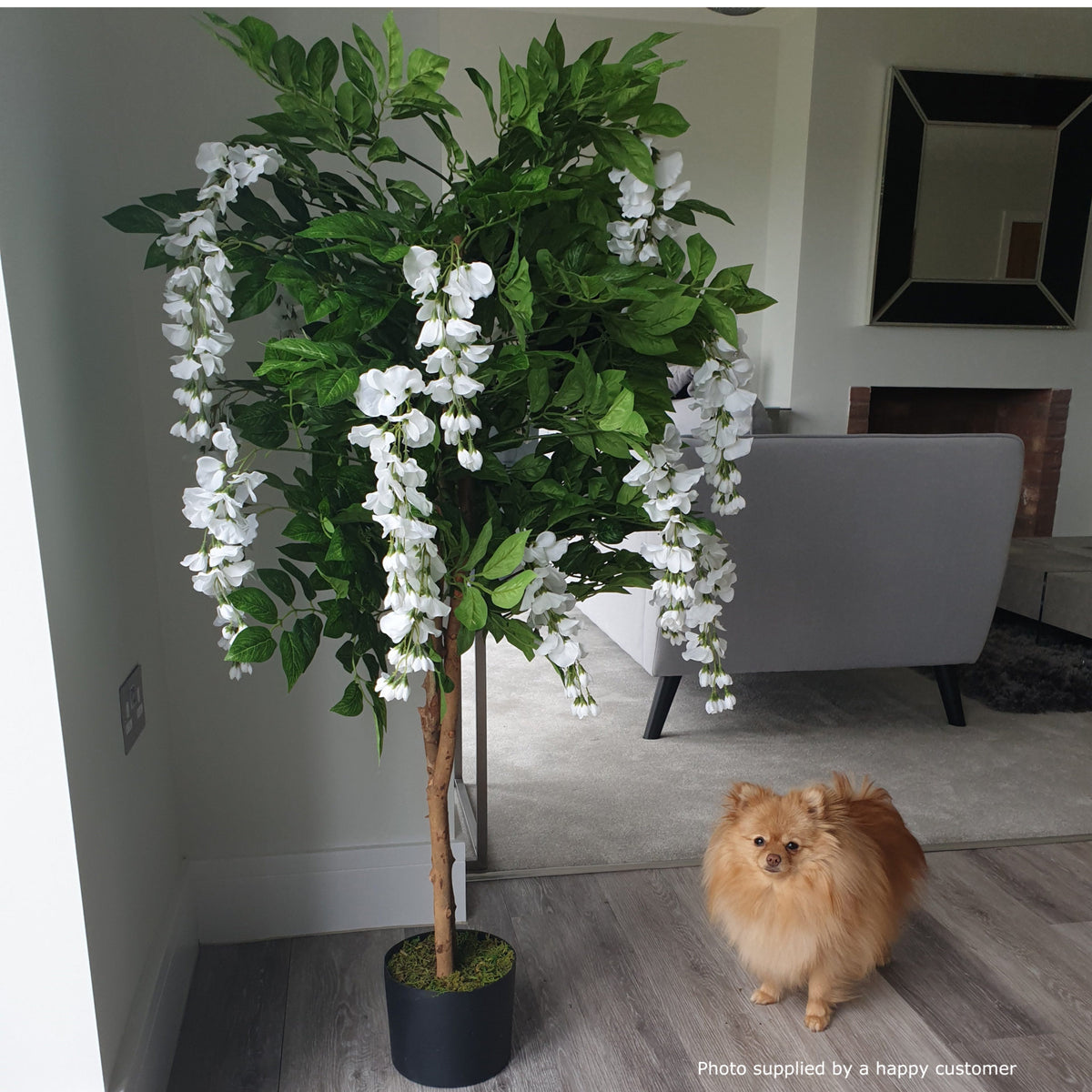 130cm Luxury Artificial Wisteria Tree White Flowers - Premium Range – image 9